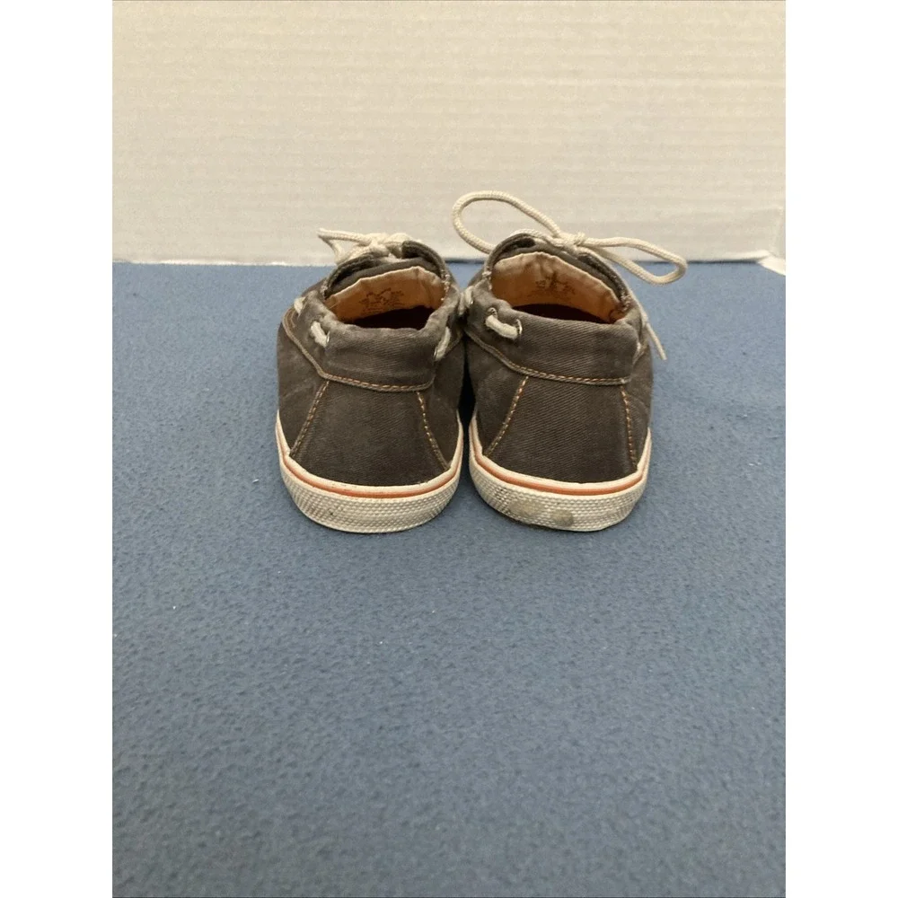 Sperry Top-Sider‎ Boys Halyard Brown Canvas 2 Eye Boat Shoes - SZ 1M